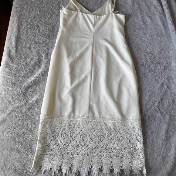 NWT June & Hudson White Lace Slip Dress Midi V Neck Minimalist Chic XL - Picture 6 of 8
